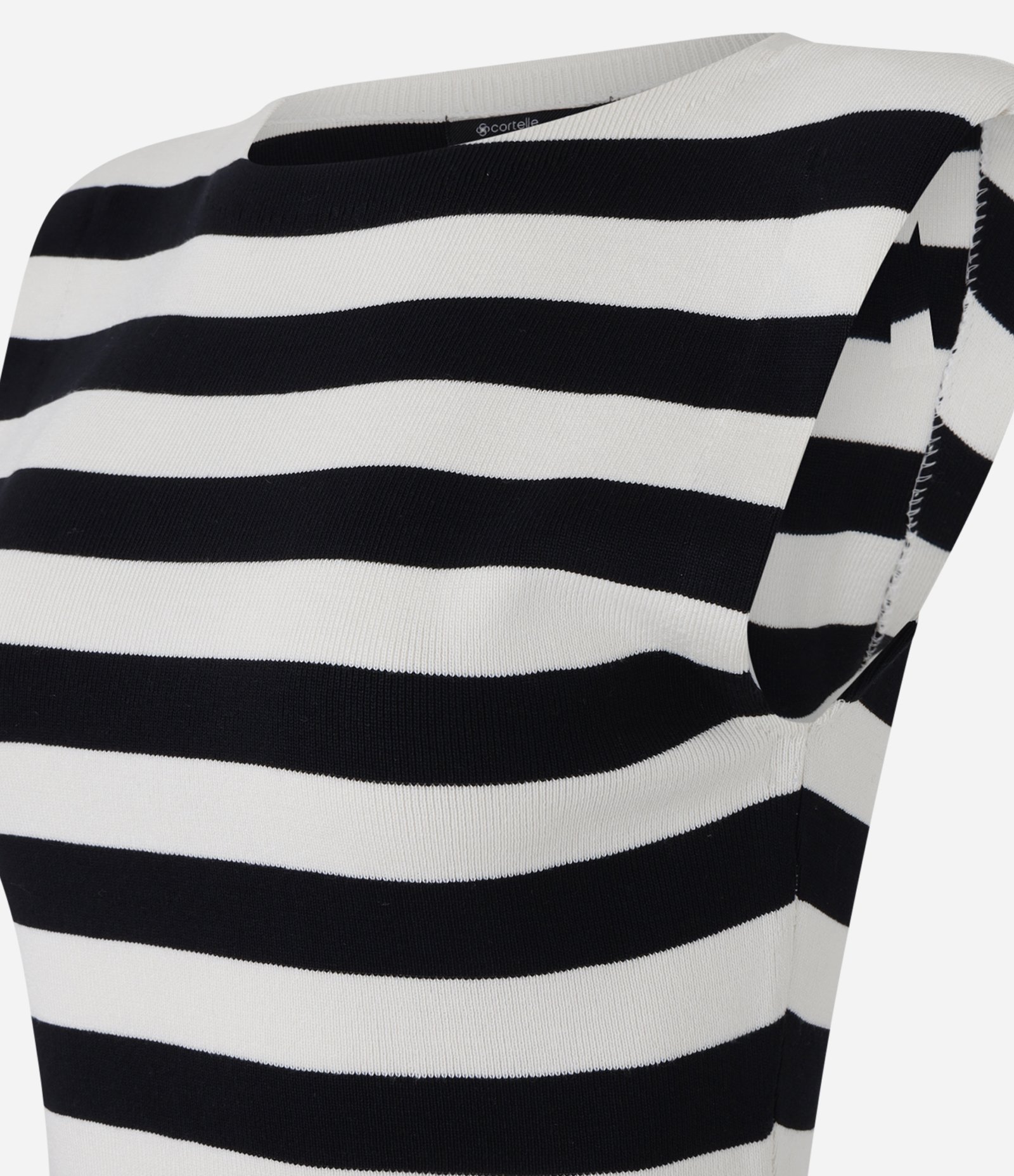 Blusa Muscle Tee Listrada em Tricô Preto/Branco 2