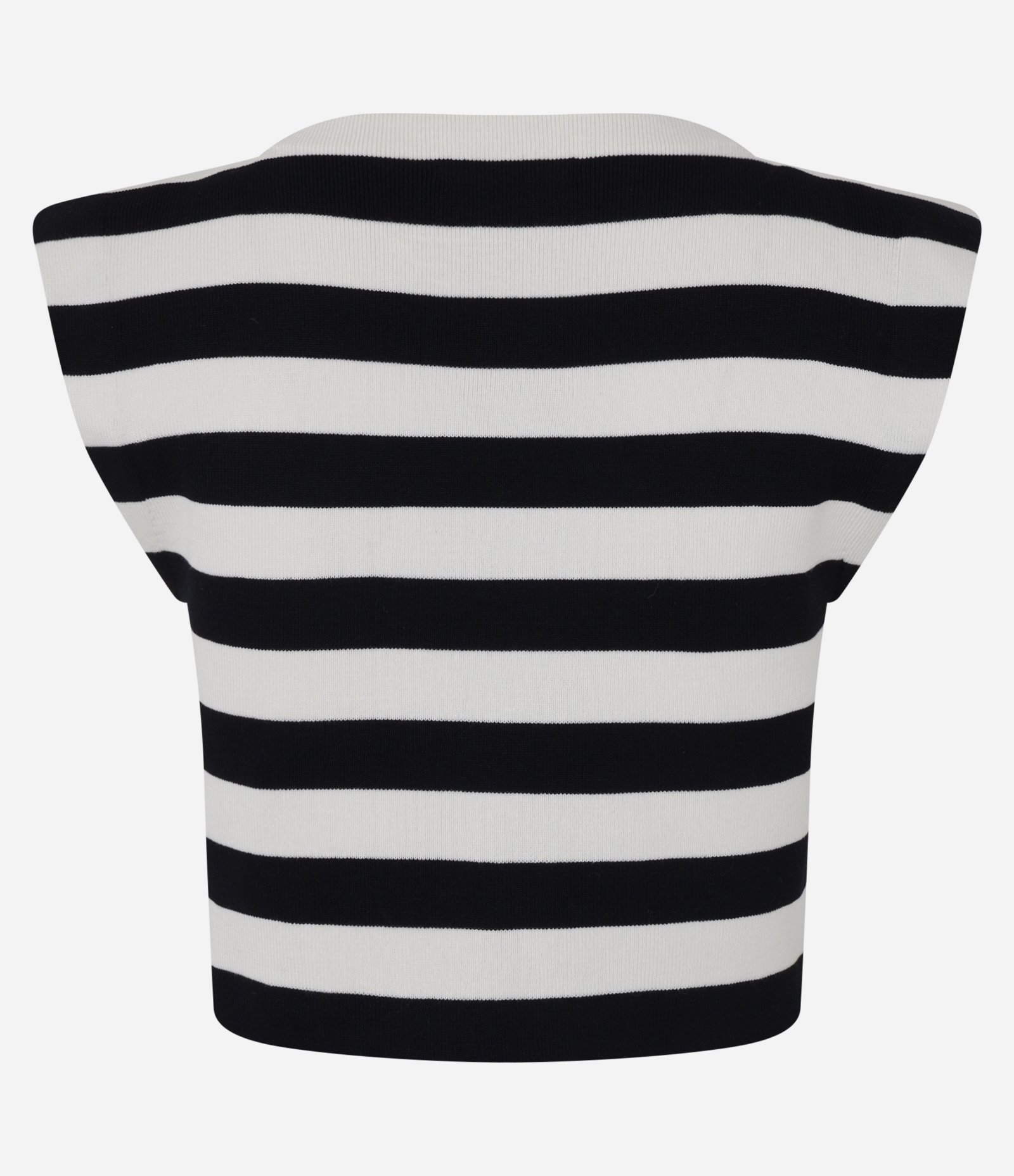 Blusa Muscle Tee Listrada em Tricô Preto/Branco 3