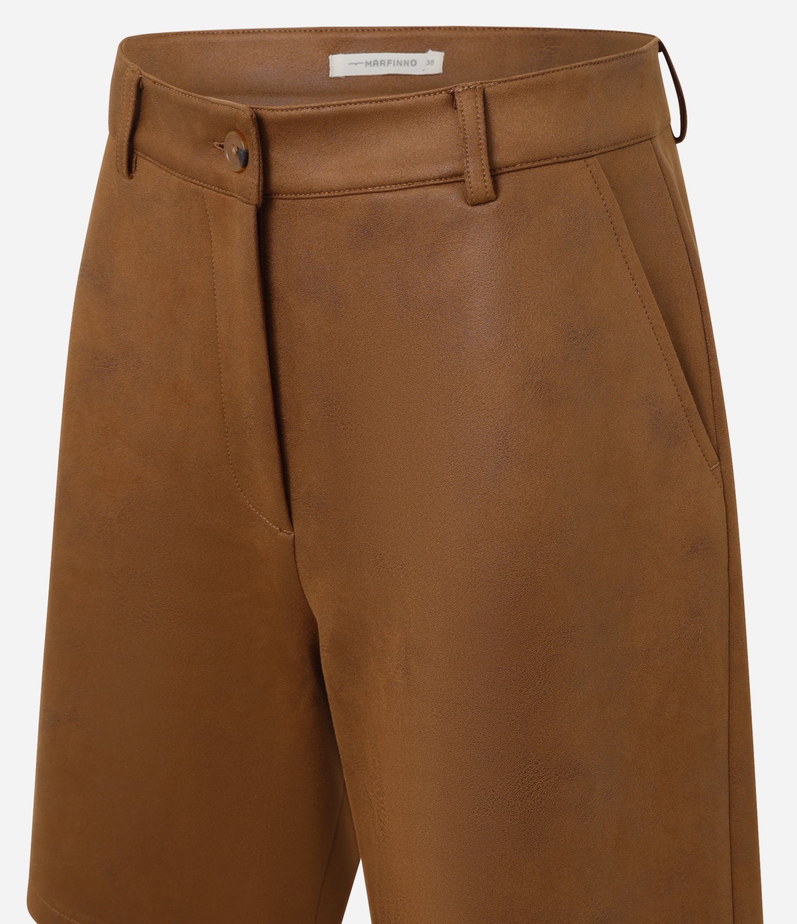 Short Reto Cintura Alta em Suede com Bolsos Mocha Mousse 6