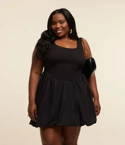Vestido Curto Balonê sem Mangas em Algodão Curve & Plus Size