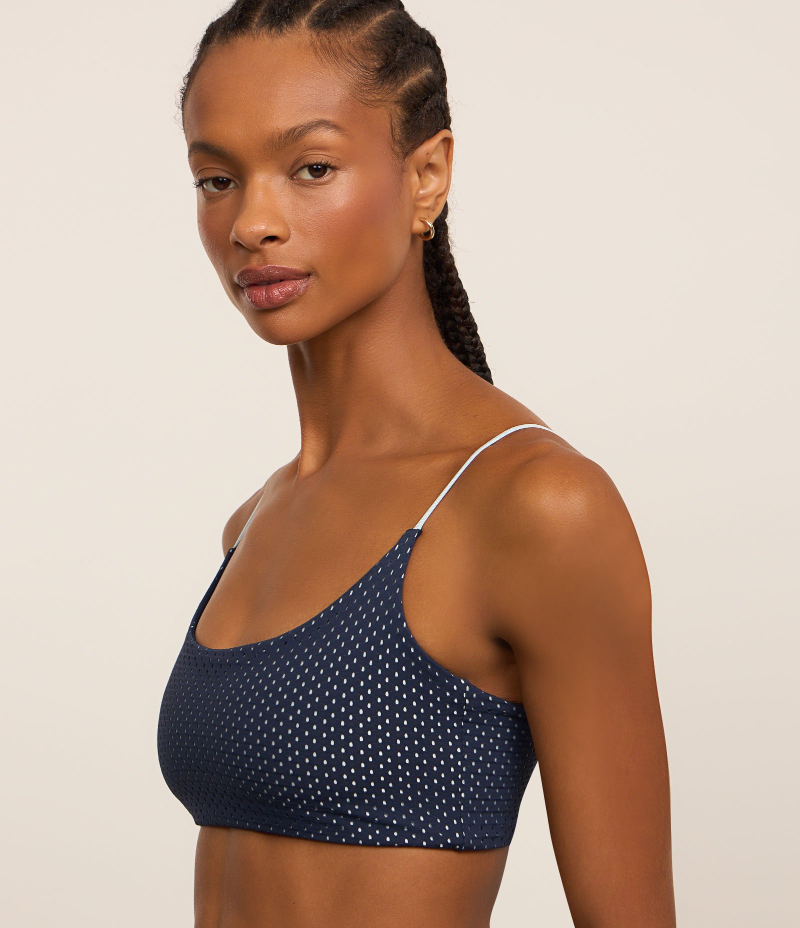 Top Esportivo Sem Bojo em Microfibra Furadinha Azul 4