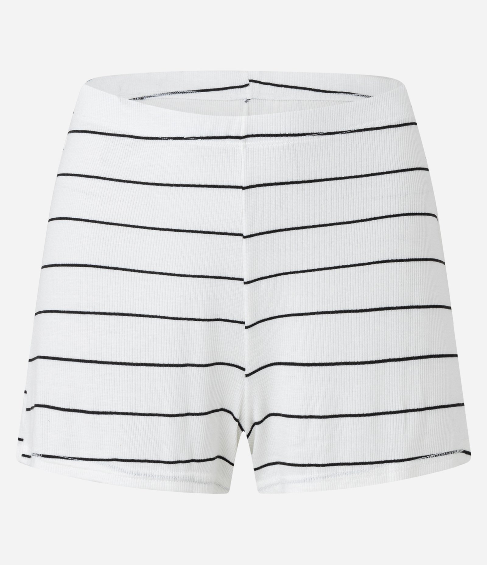 Pijama Short Doll em Ribana com Estampa Listras a Fio Tinto Off White/Azul 8