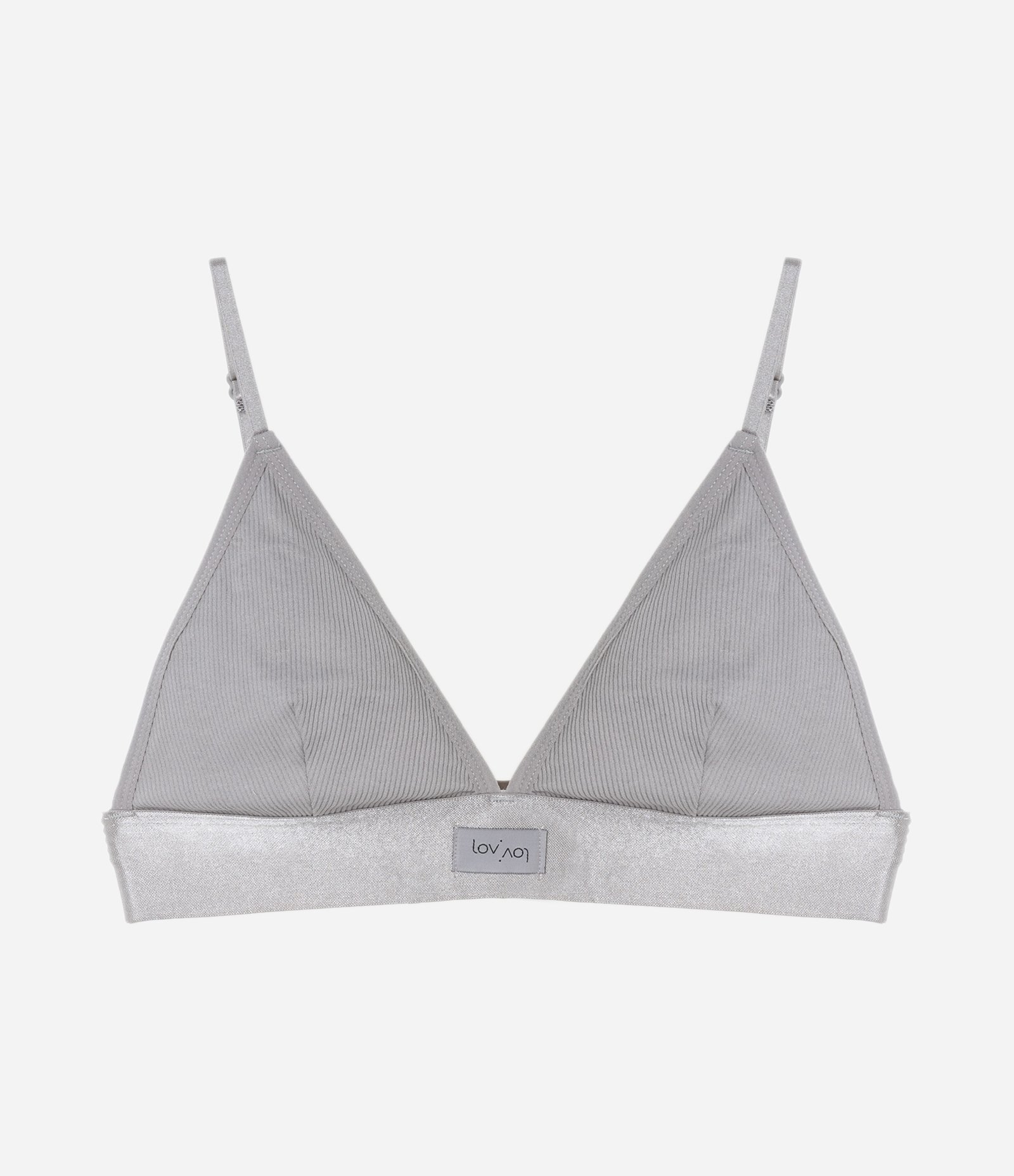 Sutiã Top Triângulo Texturizado em Poliamida Seamless Cinza 5