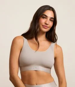 Sutiã Top Sem Bojo Sem Aro em Poliamida Seamless com Alças Largas
