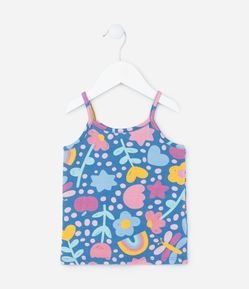 Regata Infantil com Estampa Flores e Arco-Íris - Tam 1 a 5 Anos