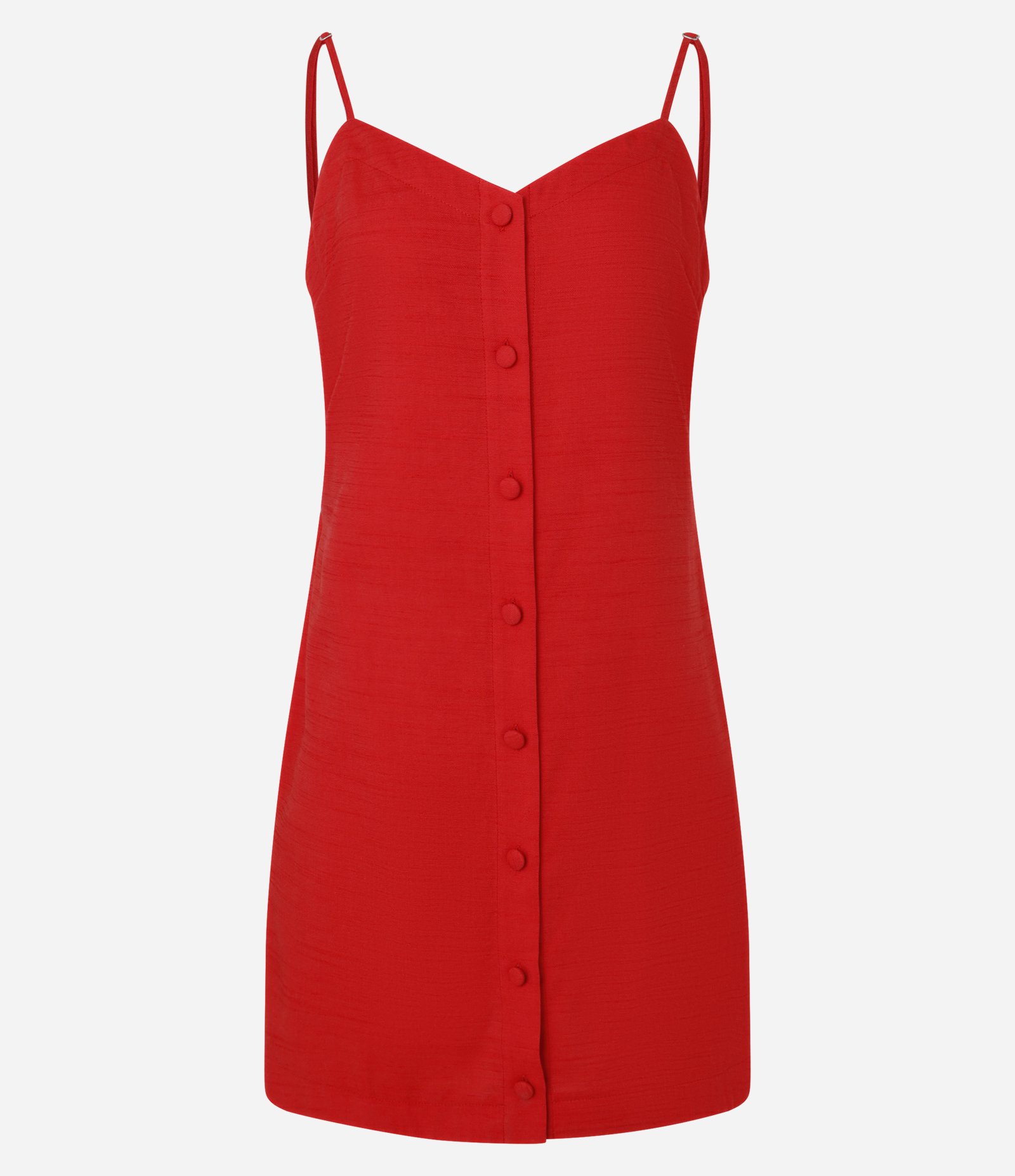 Vestido Curto em Viscolinho com Vista de Botões Vermelho 6
