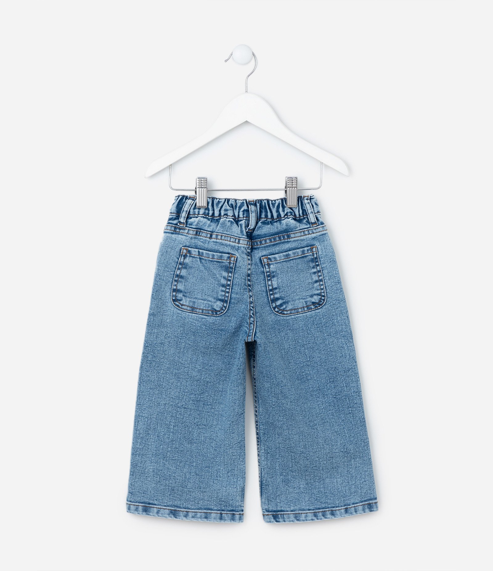Calça Wide Leg Infantil com Babadinhos - Tam1 a 6 Anos Azul 2