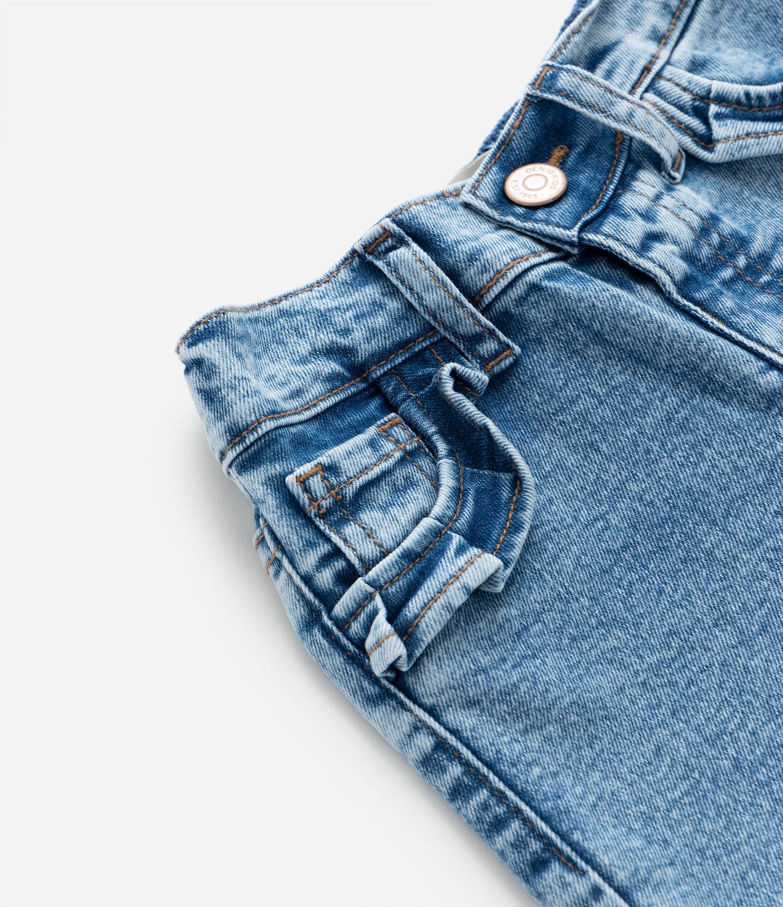 Calça Wide Leg Infantil com Babadinhos - Tam1 a 6 Anos Azul 3