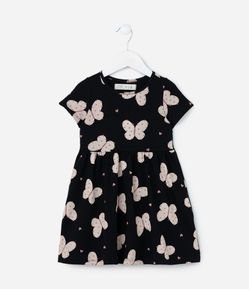 Vestido Infantil com Estampa de Borboletinhas - Tam 1 a 6 Anos