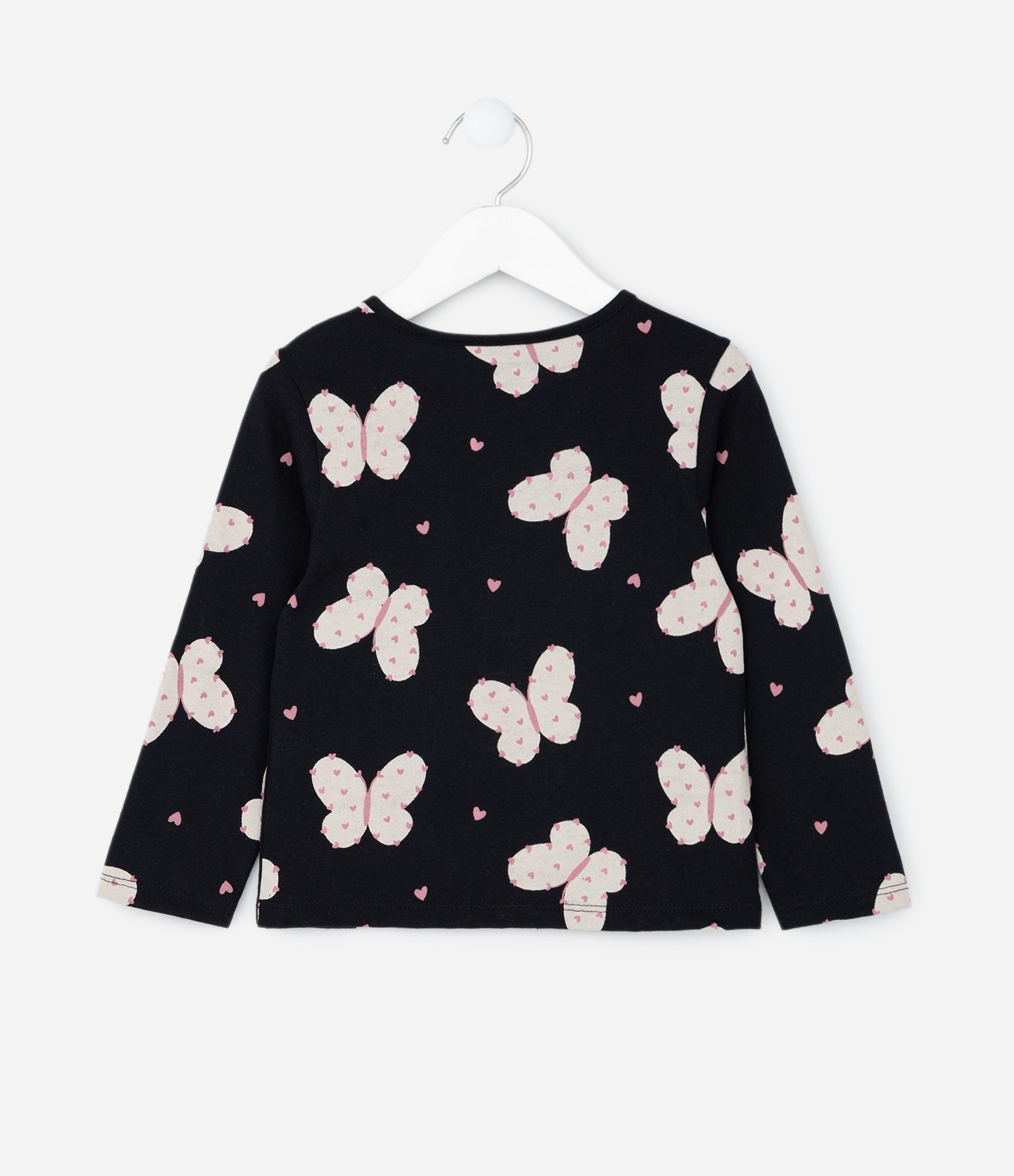 Blusa Infantil com Estampa de Borboletas - Tam 1 a 6 Anos Preto 2