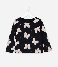 Blusa Infantil com Estampa de Borboletas - Tam 1 a 6 Anos