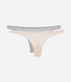 Kit 02 Calcinhas Biquíni Fio em Tule com Glitter