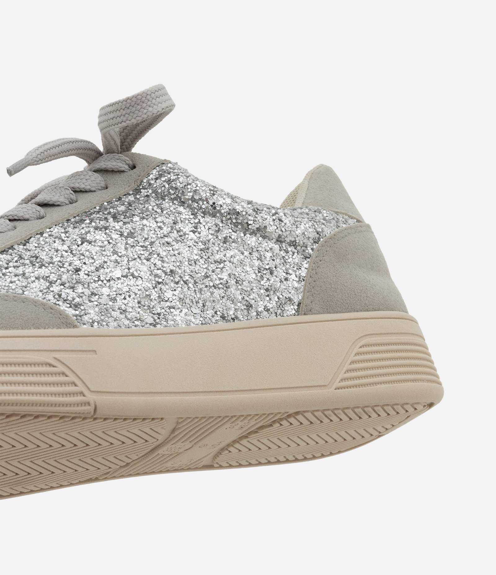Tênis em PU com Glitter e Camurça Prata 3
