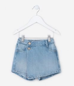 Short Saia Infantil em Jeans com Botões - Tam 1 a 6 Anos