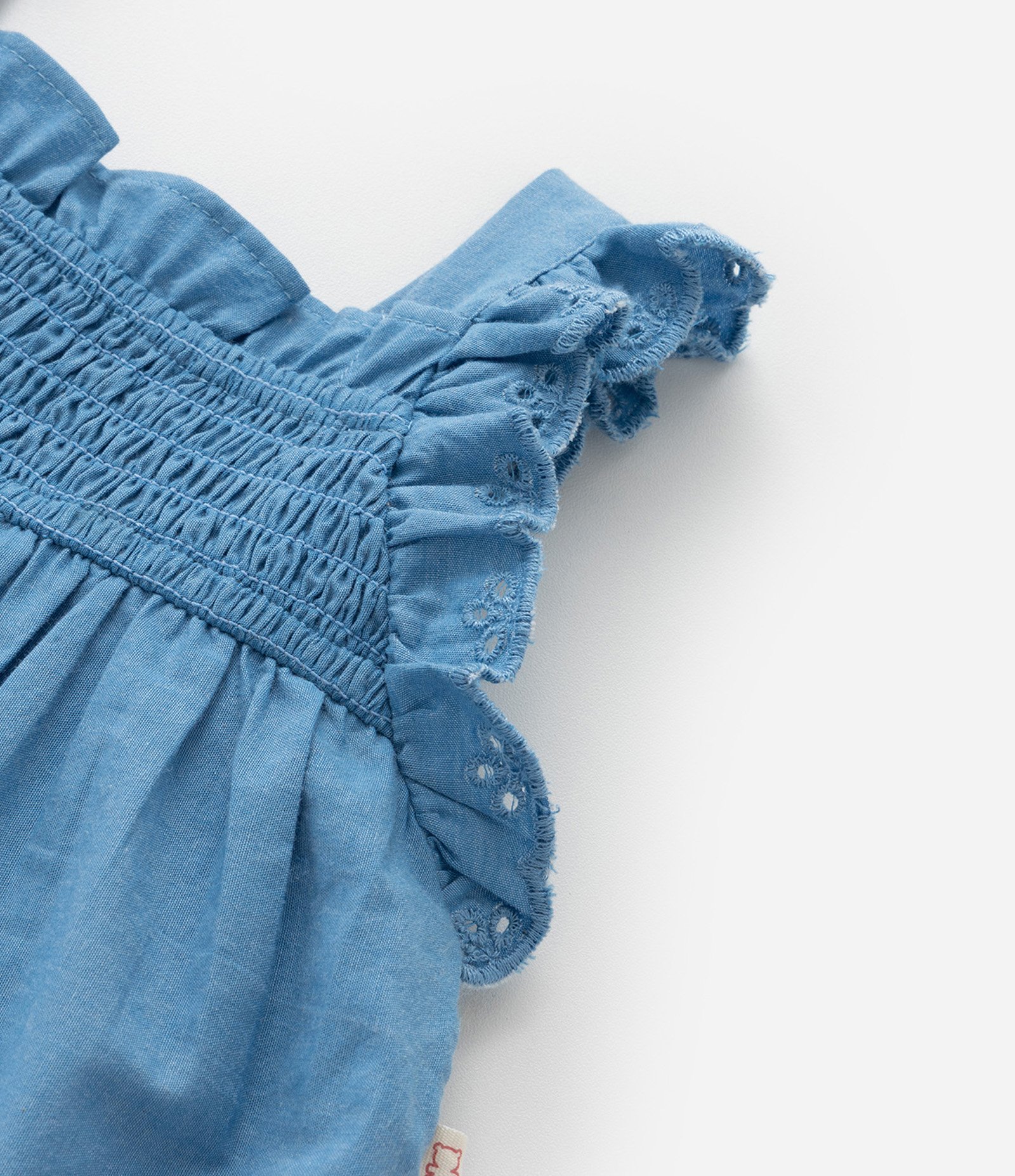 Vestido Infantil de Alcinha com Bordado na Barra e Calcinha - Tam 3 a 18 Meses Azul 6