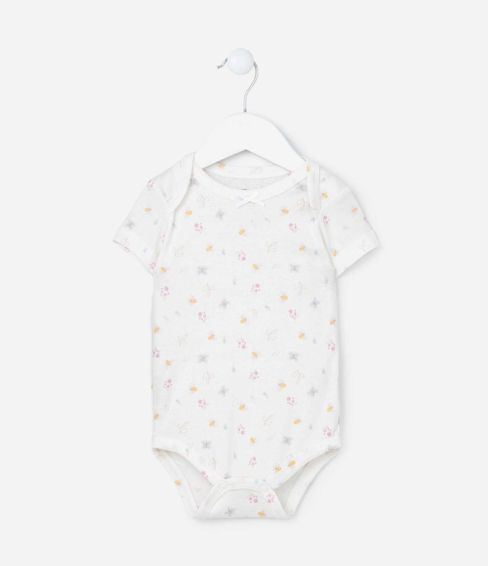 Body Infantil com Estampa Floral e Abelhinhas - Tam RN a 18 meses Branco 1