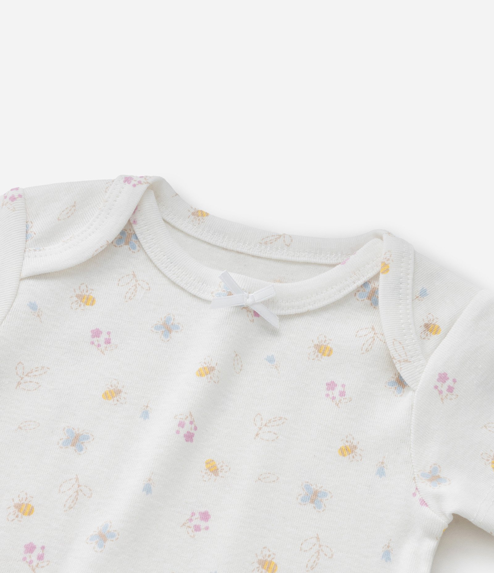 Body Infantil com Estampa Floral e Abelhinhas - Tam RN a 18 meses Branco 6