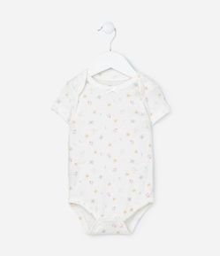 Body Infantil com Estampa Floral e Abelhinhas - Tam RN a 18 meses