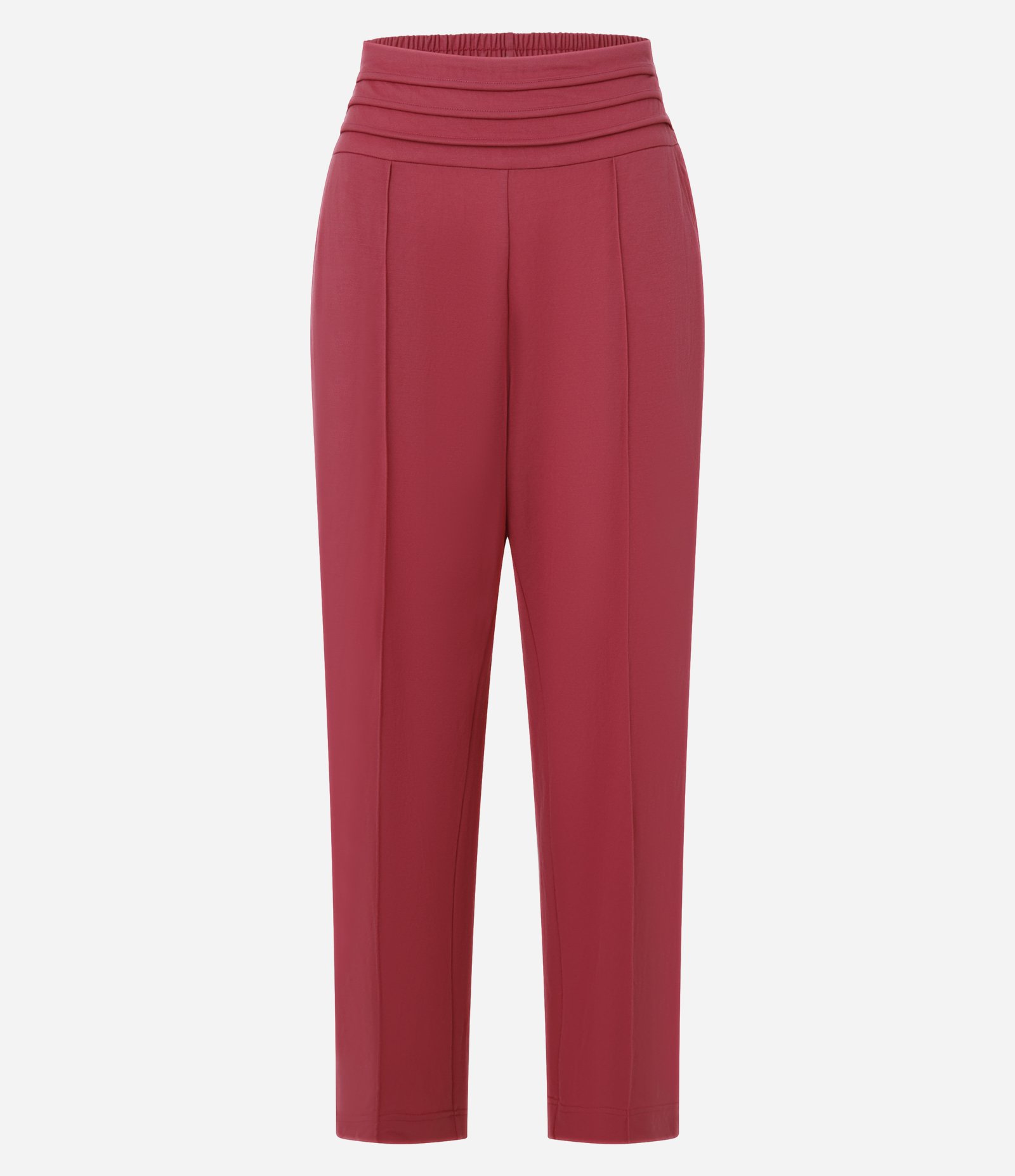 Calça Reta em Piquet com Cós Pespontado e Frisos Rosa 5