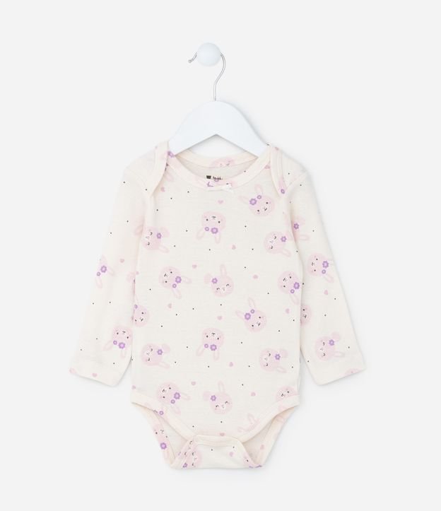 Body Infantil em Algodão com Estampa Coelhinhas - Tam RN a 18 meses