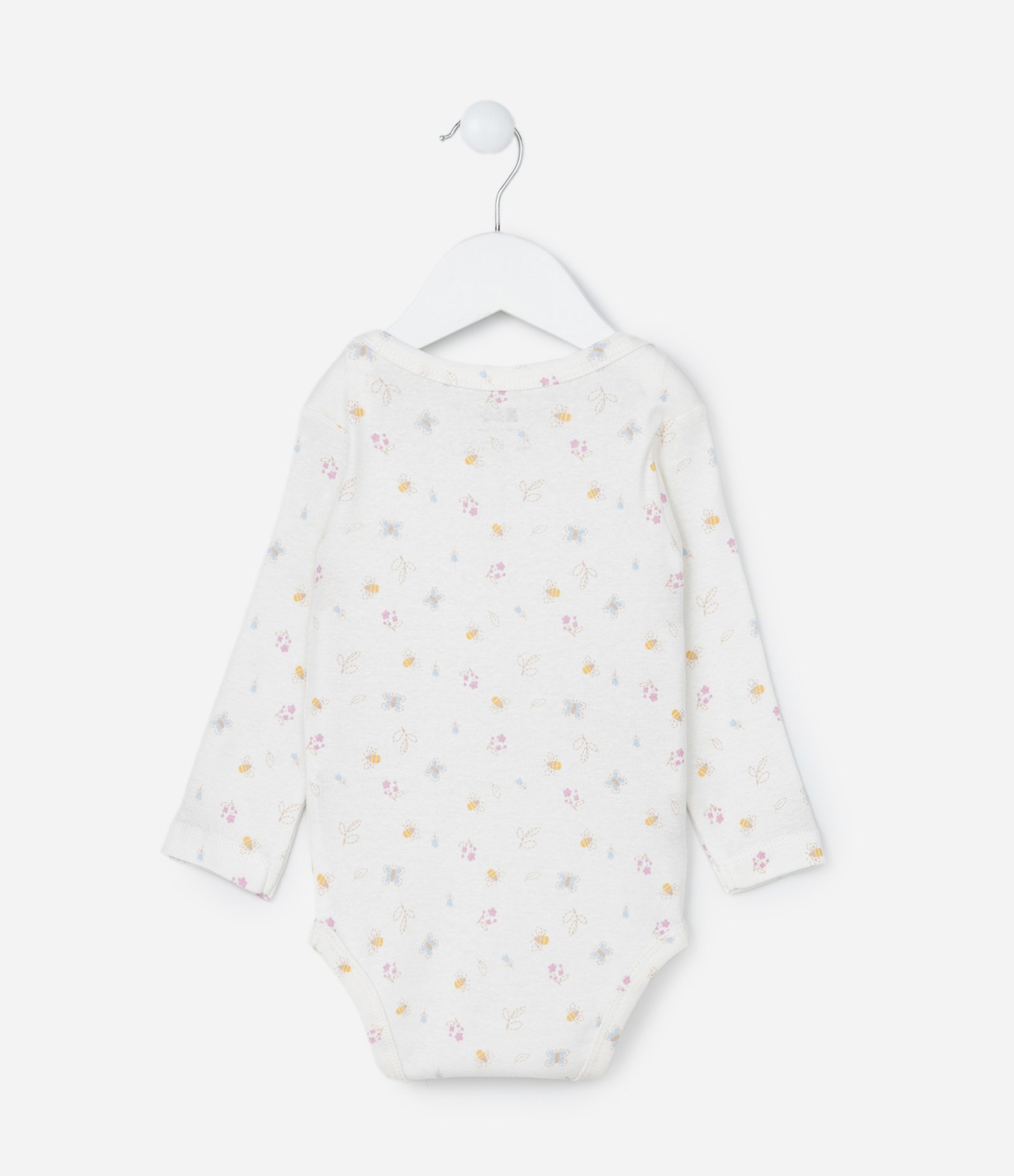 Body Infantil em Algodão com Estampa Floral - Tam RN a 18 meses Bege 2