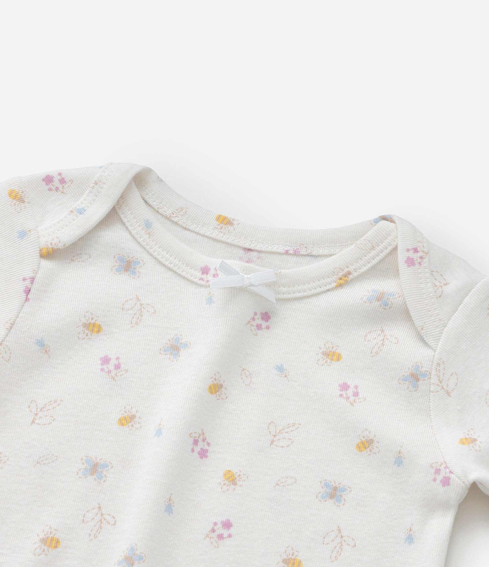 Body Infantil em Algodão com Estampa Floral - Tam RN a 18 meses Bege 6