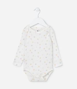 Body Infantil em Algodão com Estampa Floral - Tam RN a 18 meses