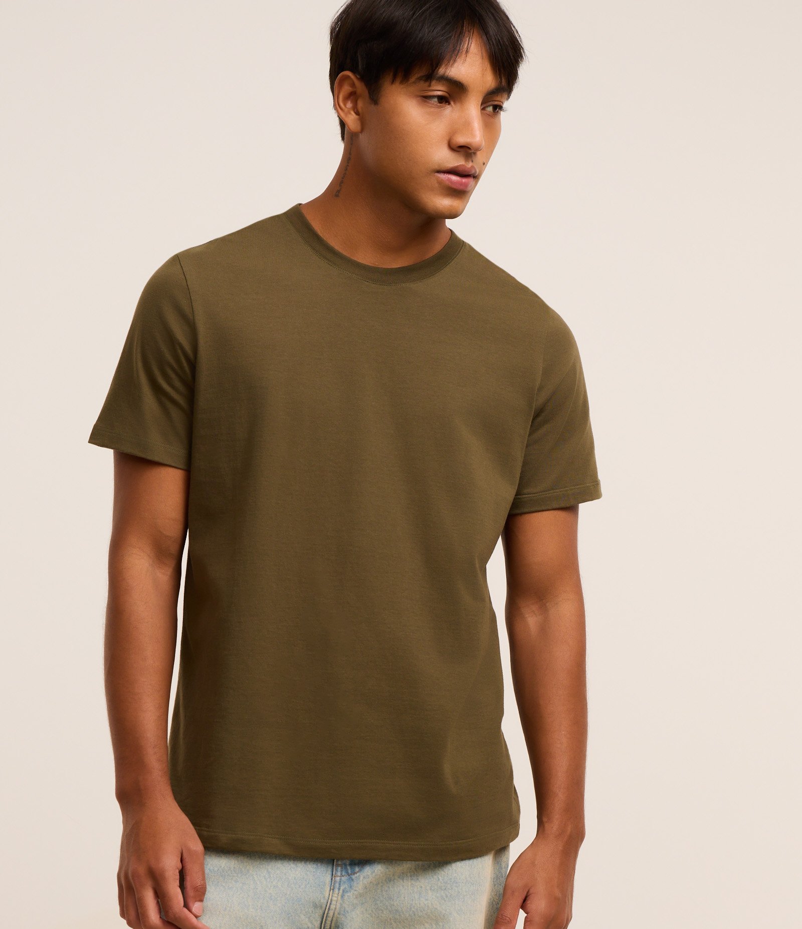 Camiseta Regular Básica em Algodão Verde 1