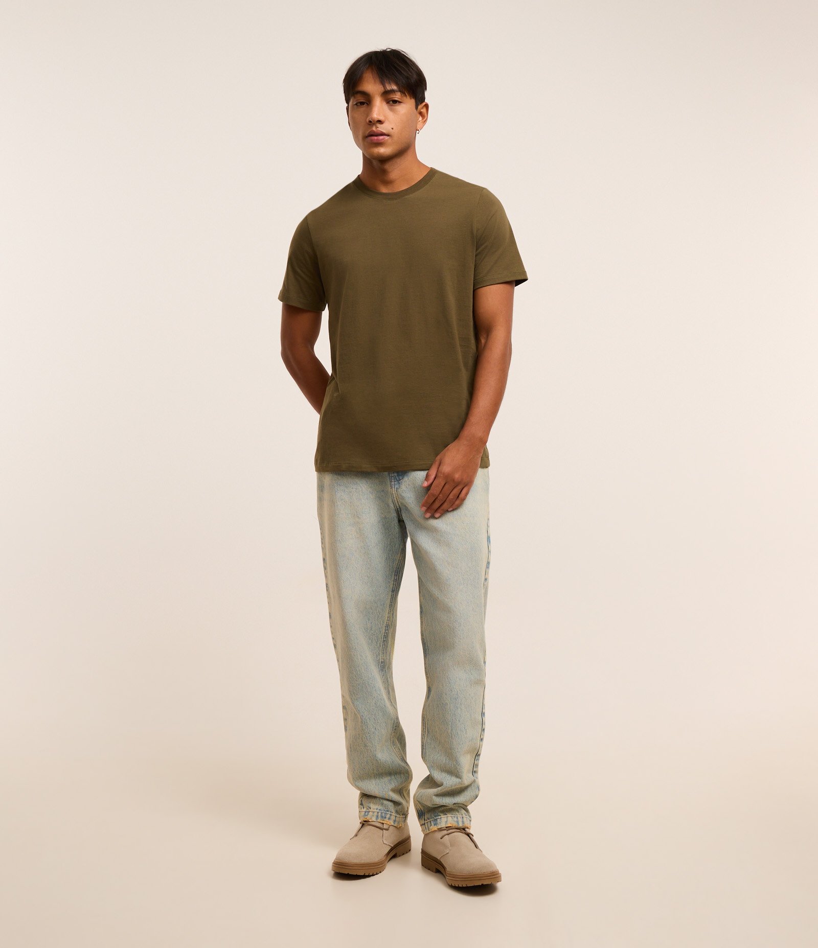 Camiseta Regular Básica em Algodão Verde 2