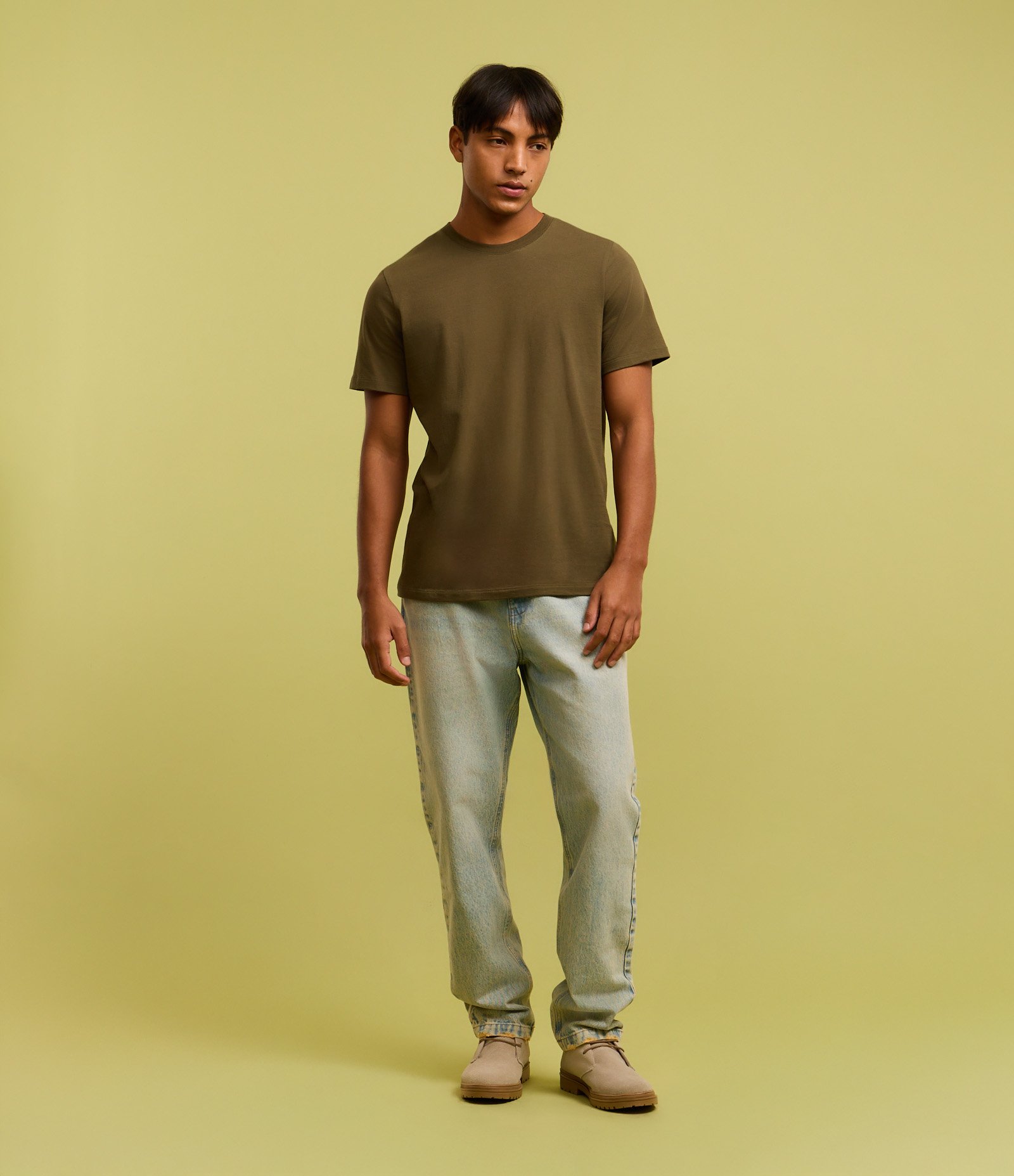 Camiseta Regular Básica em Algodão Verde 4