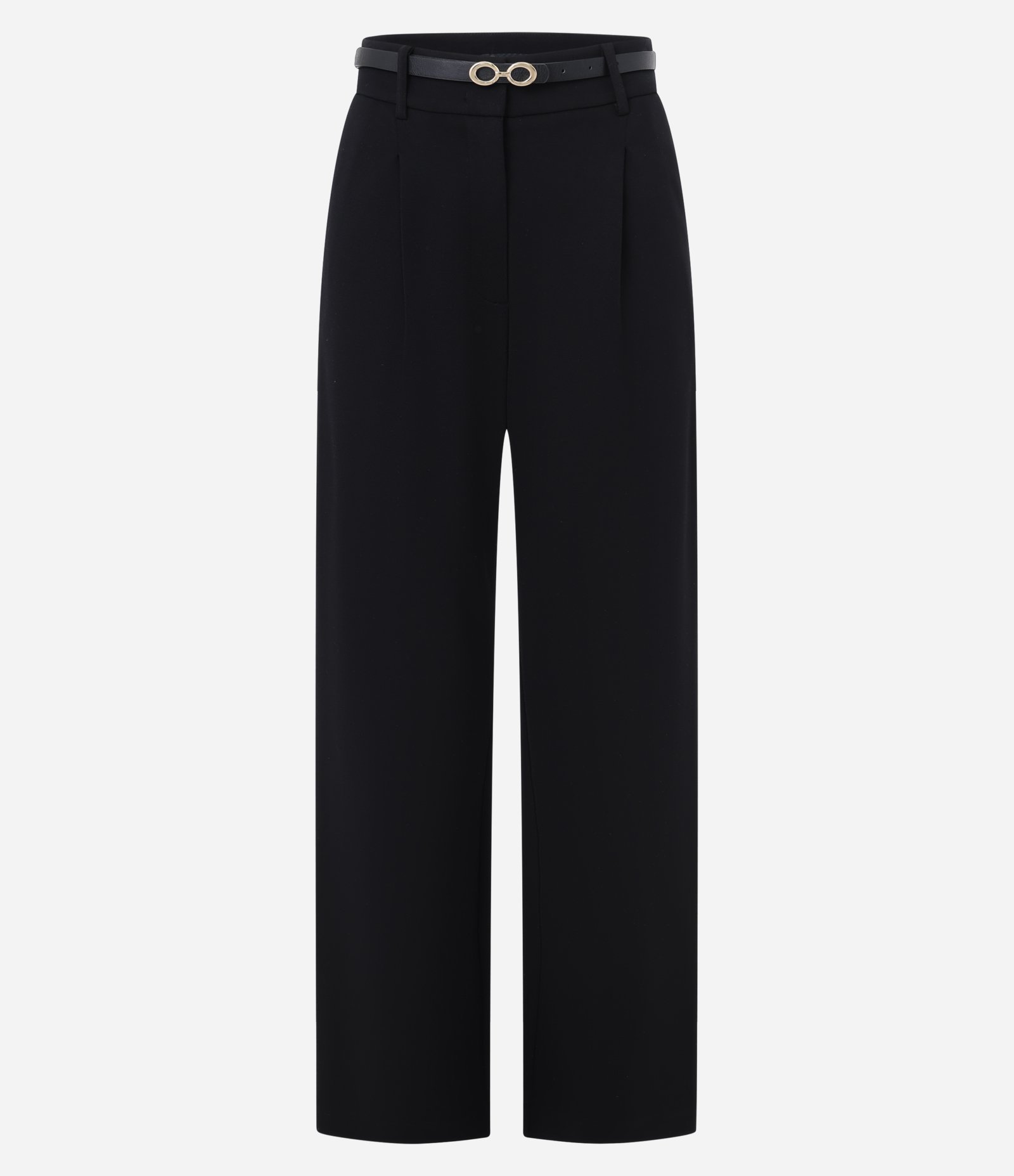 Calça Reta Cintura Alta em Ponto Roma com Cinto Fino Preto 5