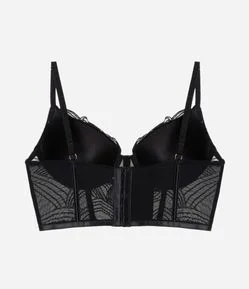 Sutiã Alongado com Bojo em Renda Bordada