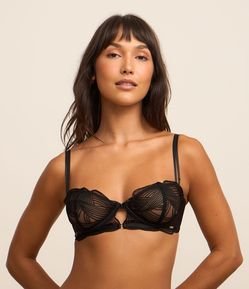 Sutiã sem Bojo com Aro em Tule com Bordado Diferenciado