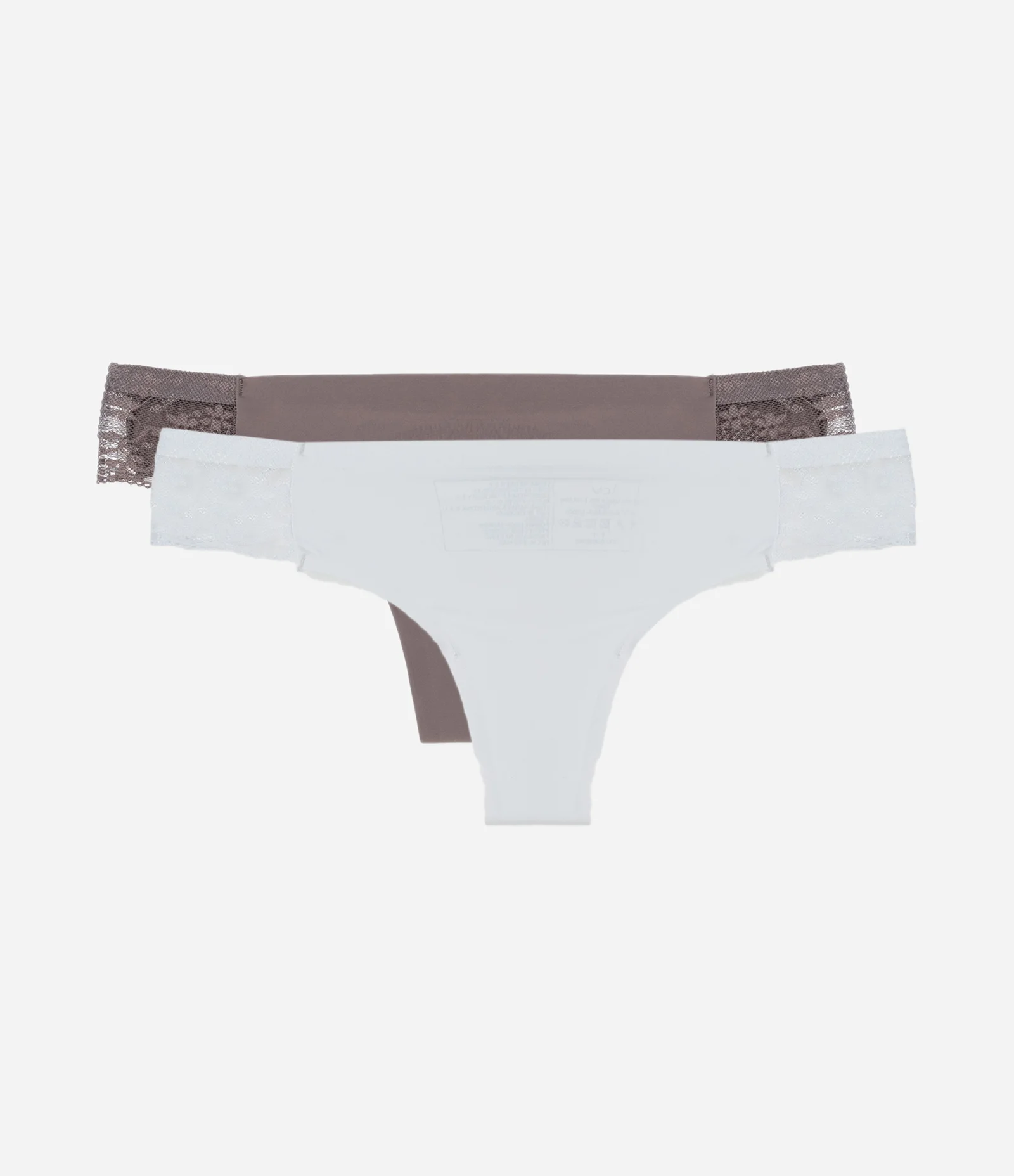 Kit 02 Calcinhas Biquíni Fio com Detalhes de Renda Branco/Cinza 1