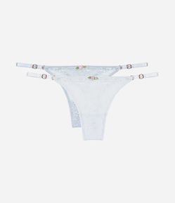 Kit 02 Calcinhas String Fio Duplo em Renda Floral