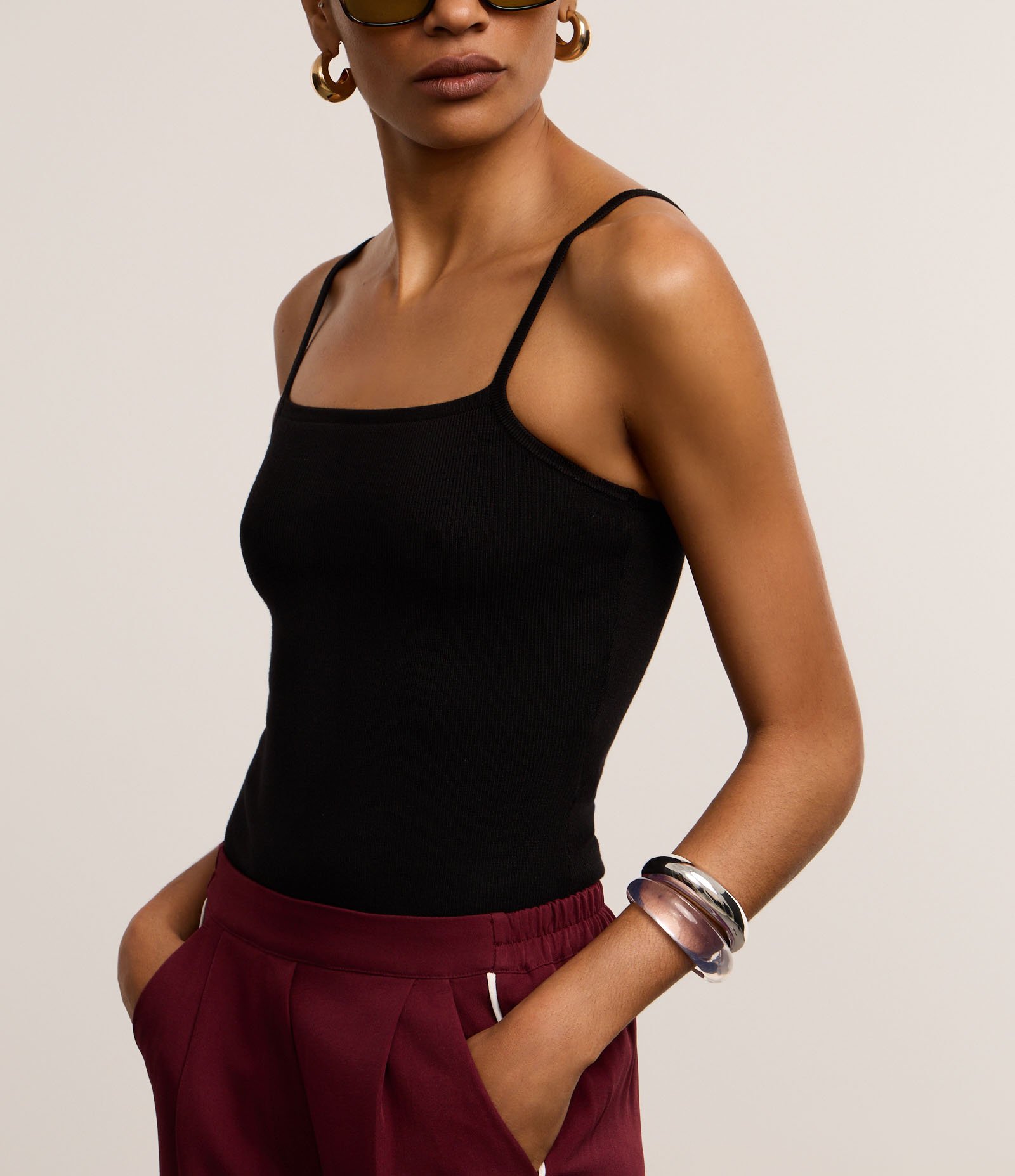 Body de Alça em Tricô com Textura Canelada Preto 4