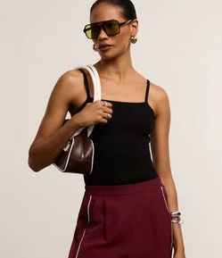 Body de Alça em Tricô com Textura Canelada