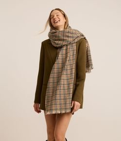 Cachecol Xadrez em Flanela com Franjas