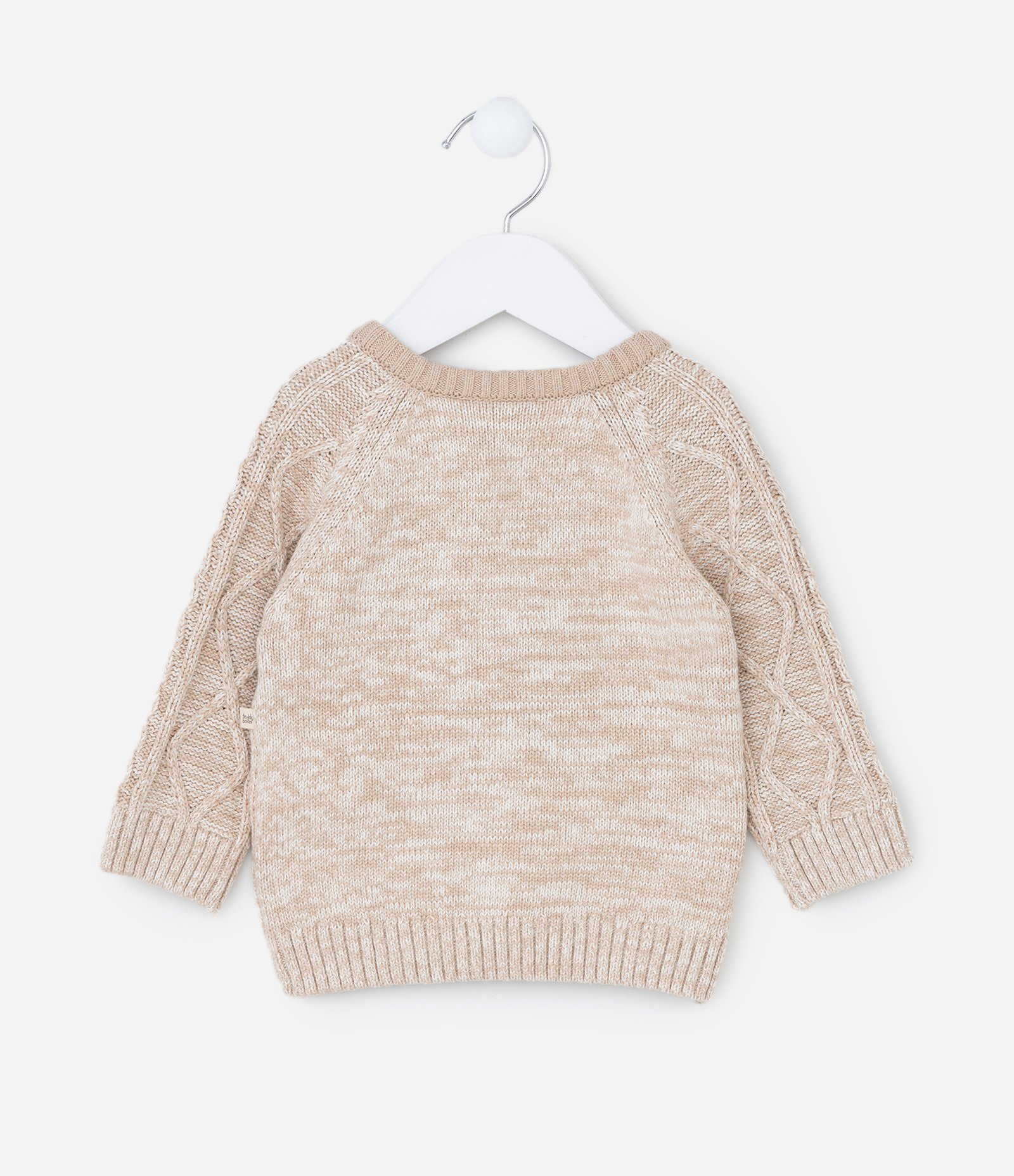 Casaco Infantil em Efeito Tricô Pesado com Bordado de Urso – Tam 0 a 18 Meses Bege Mesclado 2