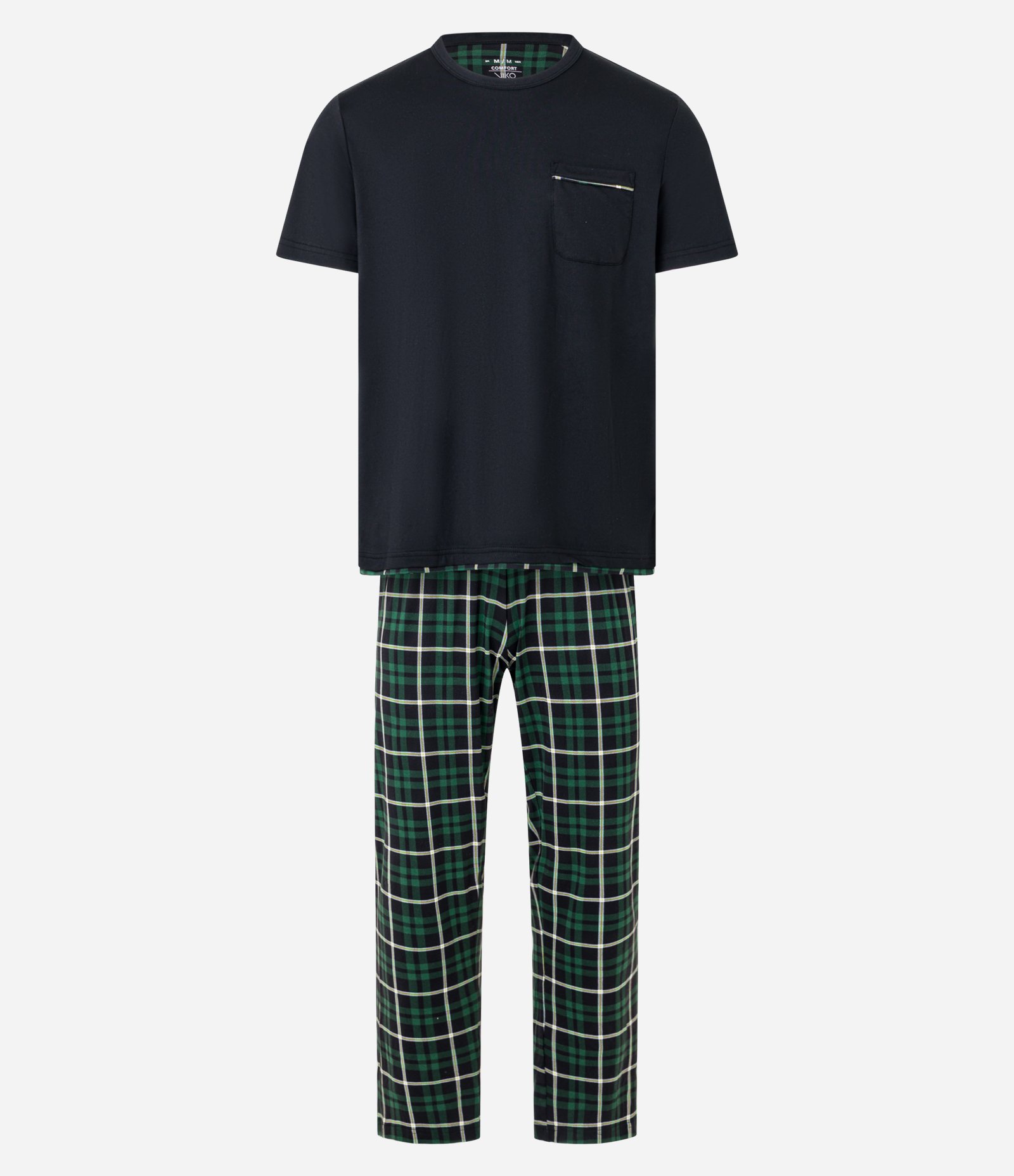 Pijama Longo com Estampa Xadrez Verde/Azul 1