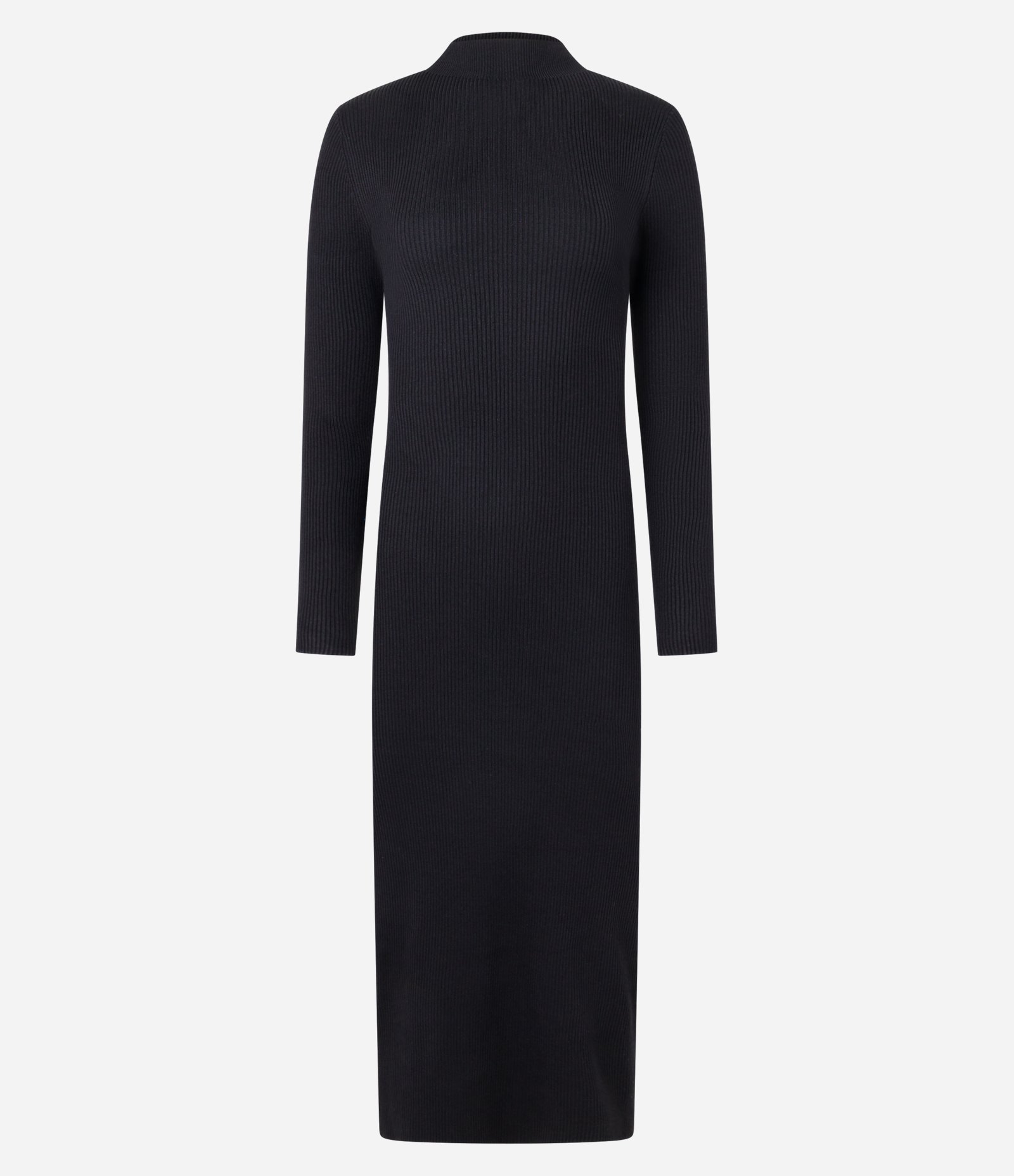 Vestido Long Midi em Tricô com Gola Alta Preto 1