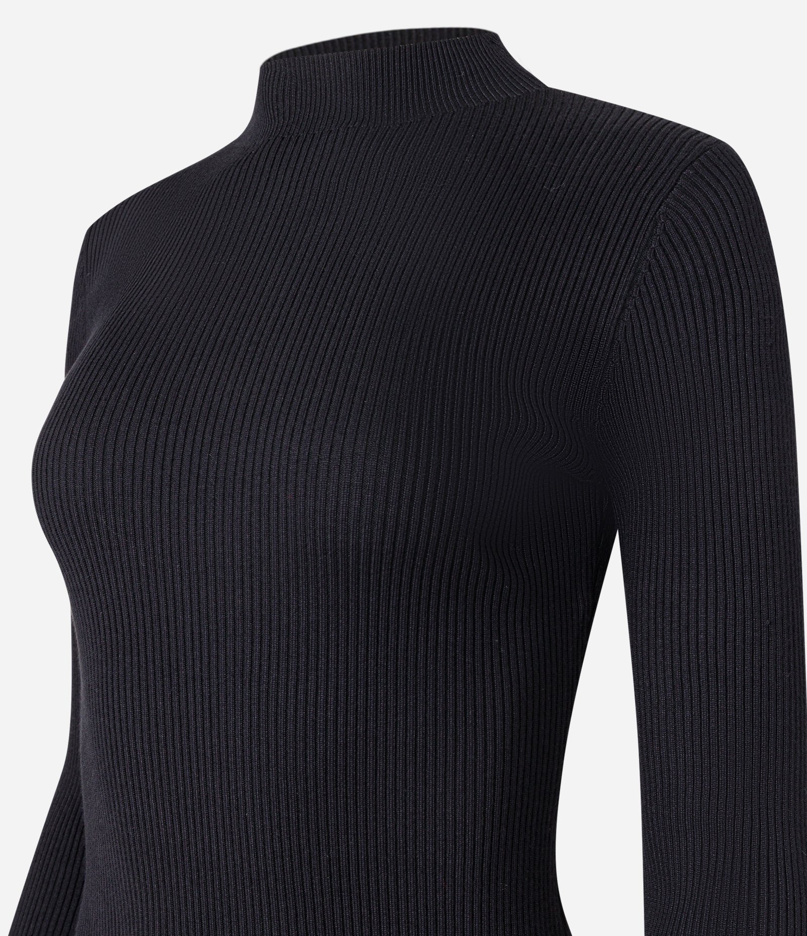 Vestido Long Midi em Tricô com Gola Alta Preto 2