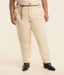 Calça Cenoura Sarja com Bolso Faca e Cinto Curve & Plus Size