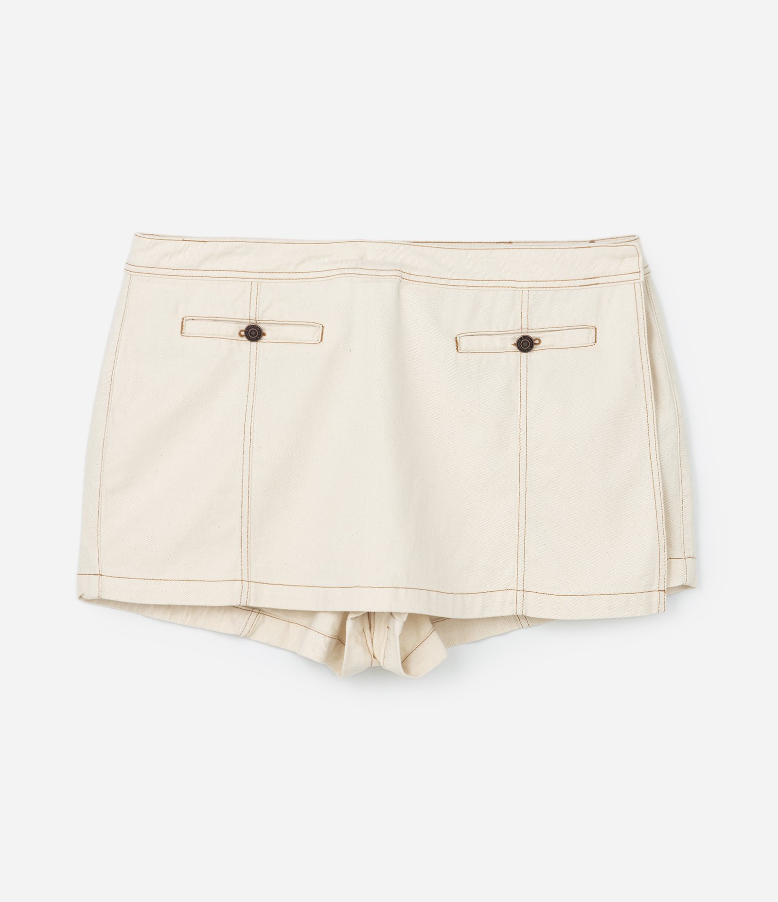 Short Saia em Sarja com Bolso Embutido Curve & Plus Size Bege 6