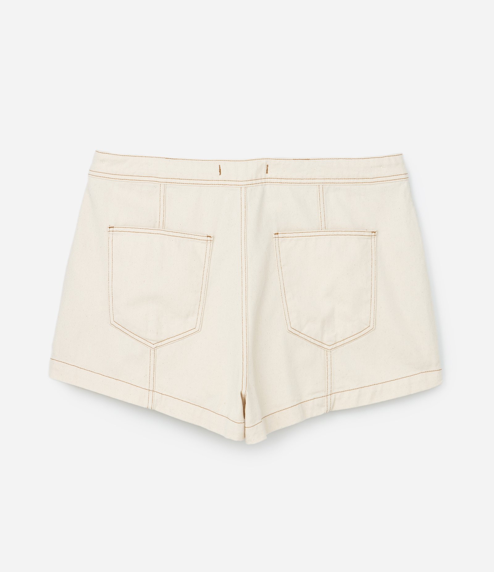 Short Saia em Sarja com Bolso Embutido Curve & Plus Size Bege 7