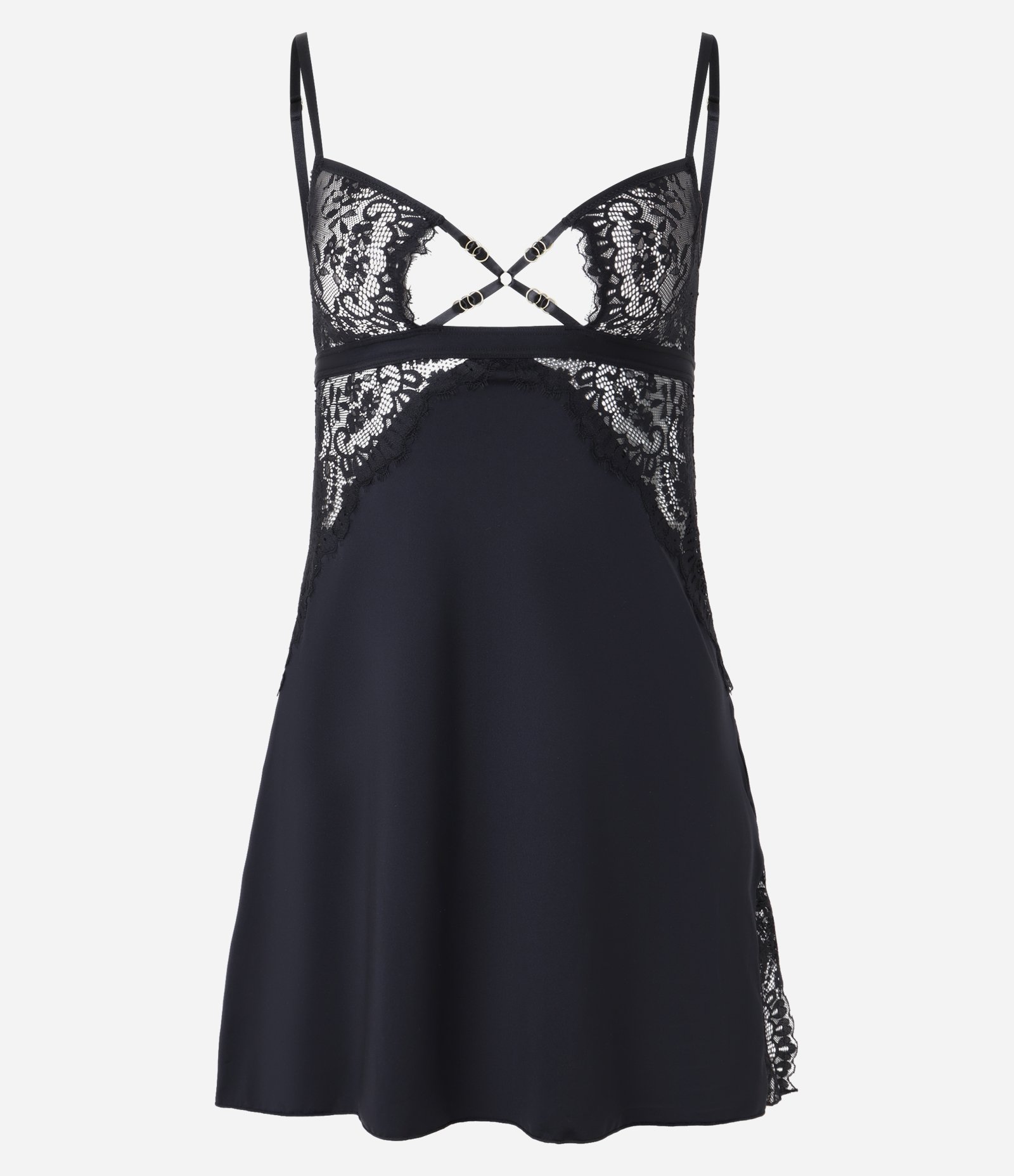 Camisola sem Bojo em Poliamida com Textura Rendada no Busto Preto 5