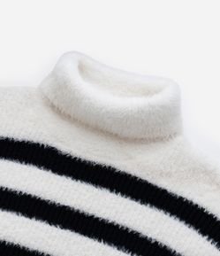 Suéter Infantil Peludinho com Estampa Listrada - Tam 5 a 14 Anos