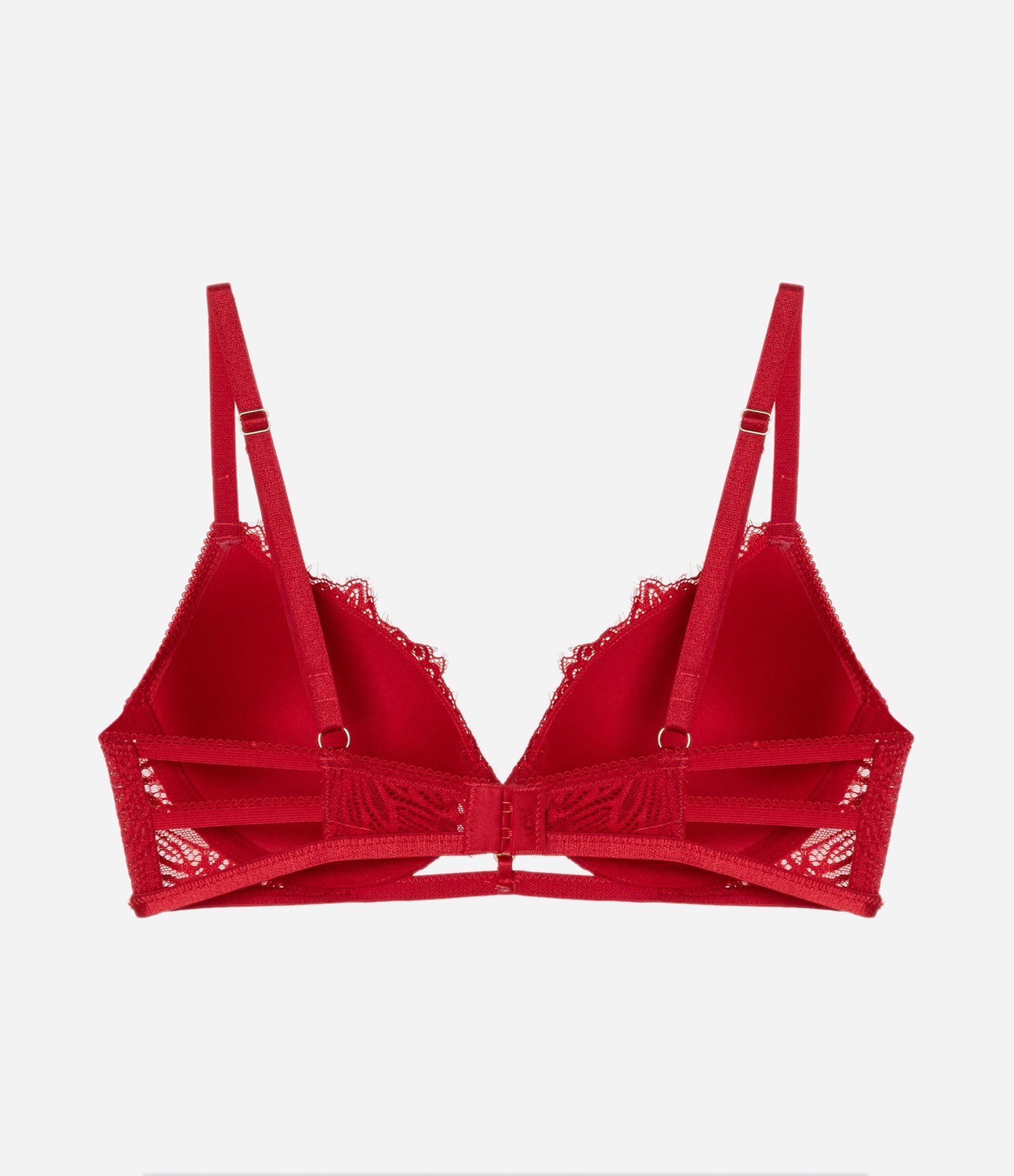 Sutiã Meia Taça Bojo Oco em Renda Floral com Detalhe Metálico Vermelho 6