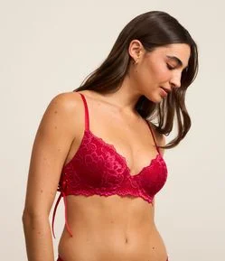 Sutiã Base Bojo Oco em Renda Bicolor com Amarração Lateral