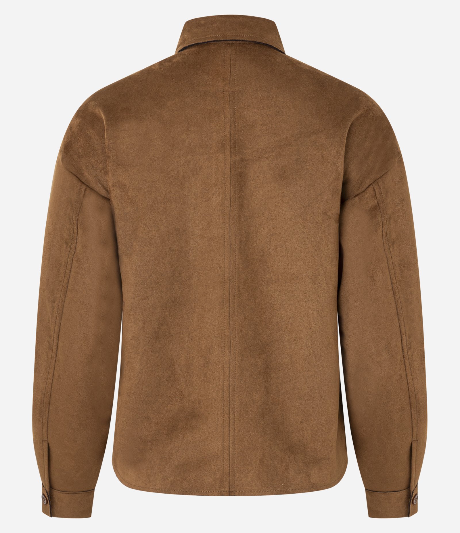 Camisa em Suede com Bolsos e Botões Frontais Marrom 8